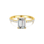 Anillo Solitario Pave Corte Esmeralda - Bañado en Oro - 2 Ct