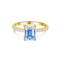Anillo Solitario Pave Corte Esmeralda - Bañado en Oro - 2 Ct