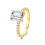 Anillo Solitario Pave Corte Esmeralda - Bañado en Oro - 2 Ct
