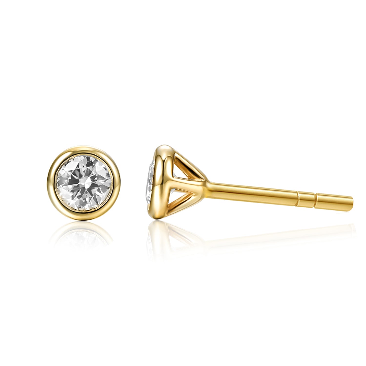 Aros Punto de Luz Bisel Slim 0.30 ct - Baño de Oro – DEGAL