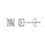 Aros Stud Corte Princess Oro Blanco 14k y Diamantes Lab 1.0ct